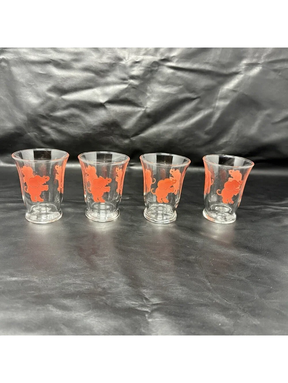 Libbey Dancing Pink Elephant Shooter Juice 4oz Glasses Set Of 4